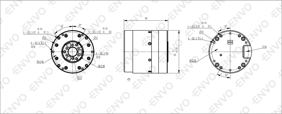 HA-58L 谐波减速关节安装尺寸工程图